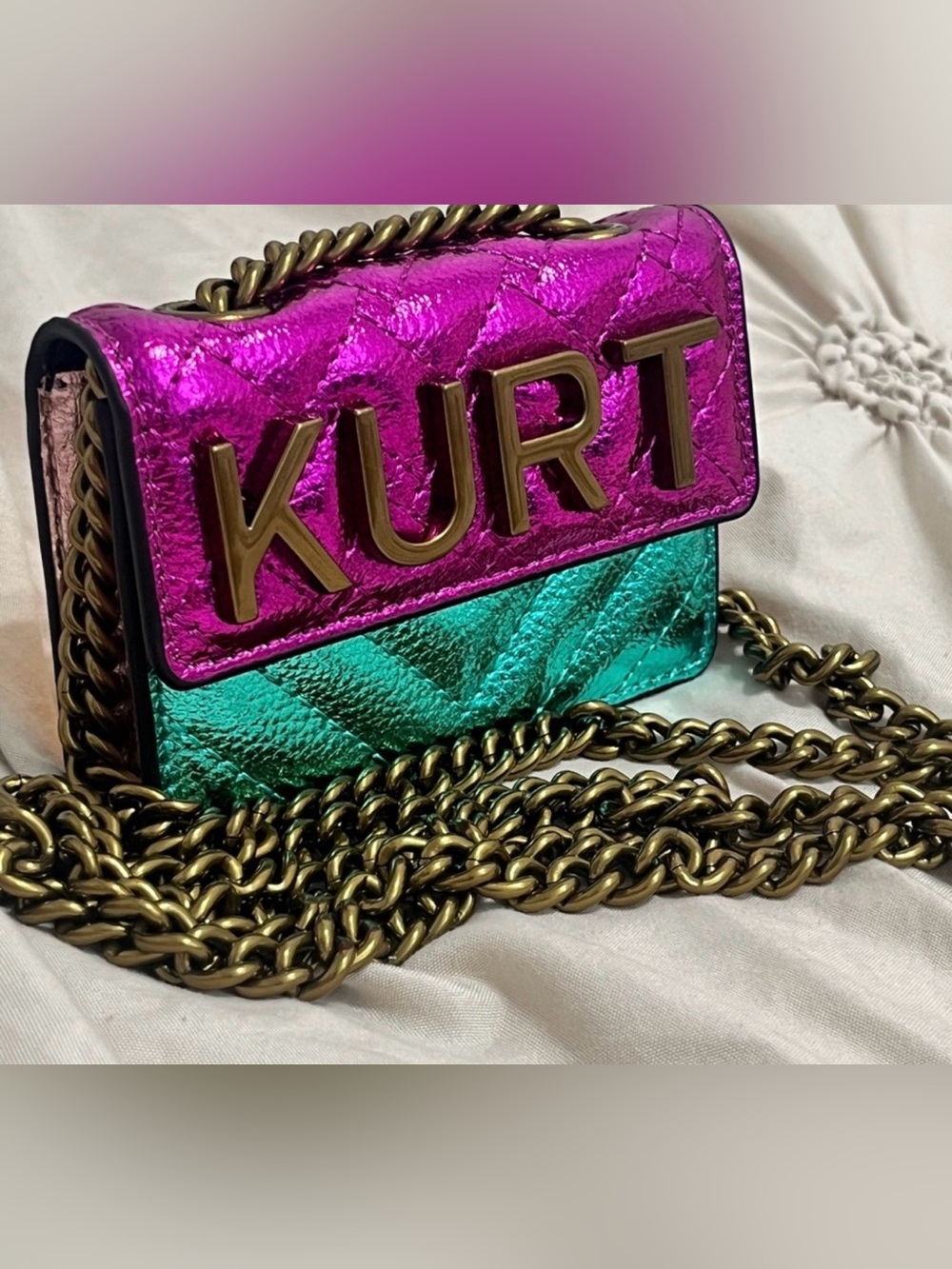 Kurt Geiger London Micro Kensington Two Tone Quilted Crossbody Bag